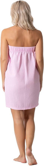Turkish Linen Women’s Waffle Spa Body Wrap with Adjustable Closure