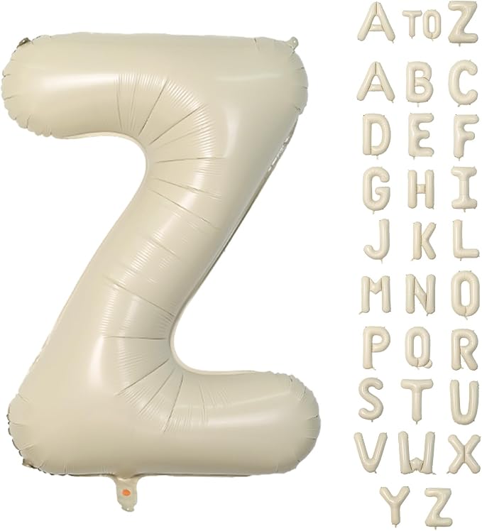 Biapian 40 Inch Letter Z Balloons, Giant Cream Z Foil Balloon, Big Single by BIAPIAN