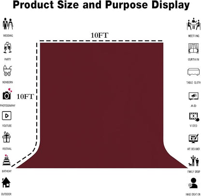 Burgundy Photography Backdrop for Photoshoot, Fabric 10x10ft | Polyester Studio - Image 8