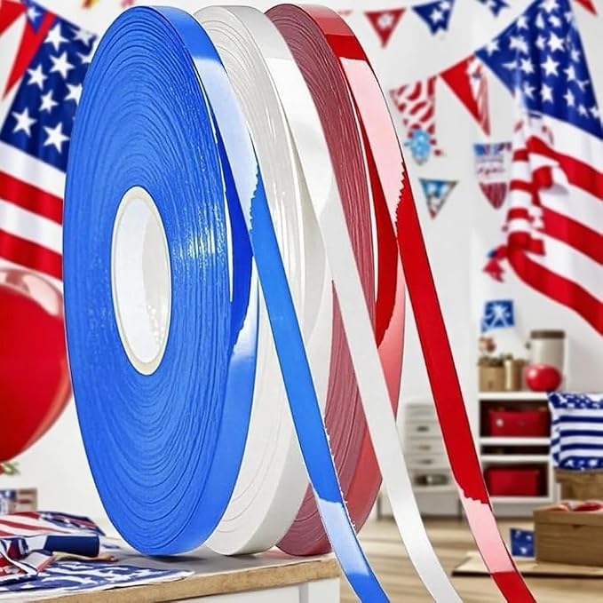 3 Rolls Patriotic Ribbon, 4th of July Curling Ribbon - Image 2