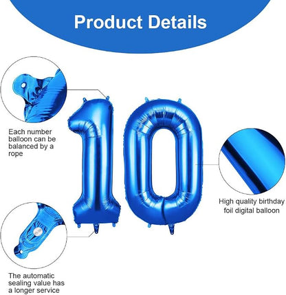 OFFCUP 40 Inch Blue Number 10 Balloon - Image 3