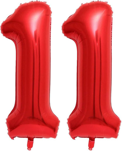40 Inch Red 11 Balloons Giant Number 11 Balloons Red 11 Birthday Balloons 11th by LHOAVWE