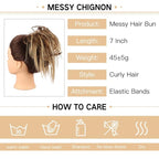 HMD Tousled Updo Messy Bun Hairpiece Hair Extension Ponytail with Elastic Rubber Band Updo Ponytail Hairpiece Synthetic Hair Extensions Scrunchies Ponytail Hairpieces for Women