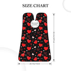 No-Slip Shaving Bib, Beard Grooming Apron with Strong Suction Cups, Valentine's Day Elegant Red Love Heart Black