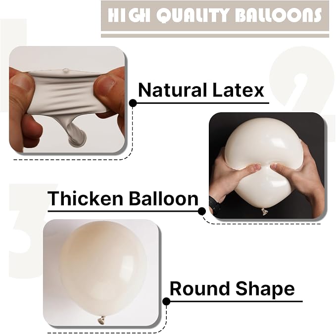 PartyWoo White Balloons 101pcs Sand White Beige Cream Ivory Boho Neutral | 12 - Image 8