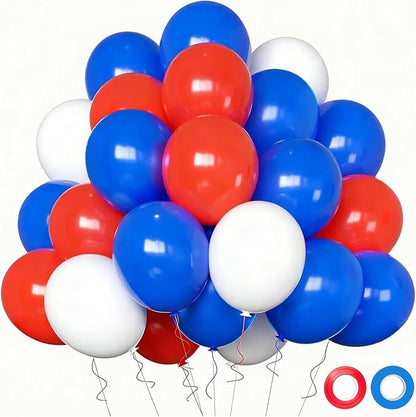 100pcs Red White and Blue Latex Balloons 12 Inch 4th of July Balloons by Qmraercu
