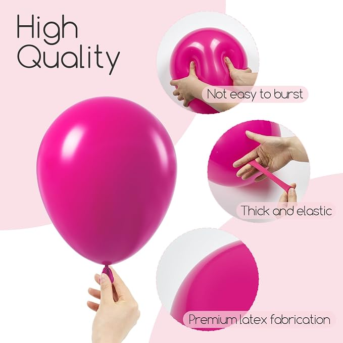 Awenztech 122pcs Hot Pink Balloon Arch Kit, 18 12 10 5 inch Hot Pink Latex - Image 3