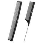 2Pcs Combs for Women and Men，Professional Black Carbon Fiber Teasing Comb，Combs for Hair Stylist, Fine and Wide Tooth Styling Comb for All Hair Types（Style 2）