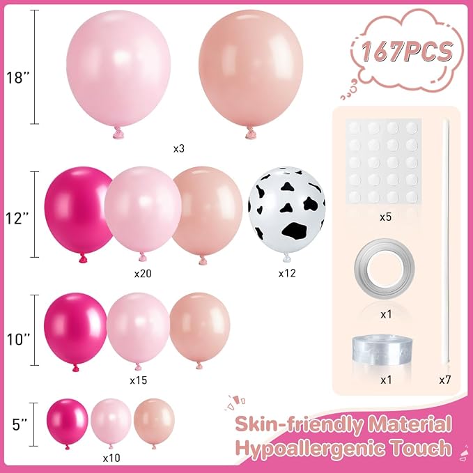 Pink Cow Print Ballon Garland Arch Kit - Image 2
