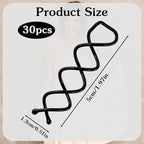 30 Pcs Spiral Hair Pins, Spin Pins for Hair, Alloy Spiral Bobby Pins, Bun Twist Spiral Hair Pins with Non-scratch Rounded Tips for Women Bun Hair Style (Black)