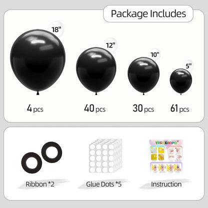 Black Balloons Different Sizes 135pcs 18 12 10 5 Inch Black Balloon Arch Kit - Image 2