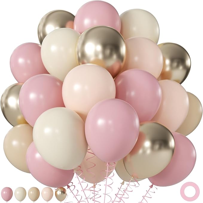 Pink and Gold Balloons for Baby Shower Wedding Bridal Shower Decorations | by JOYFLOAT