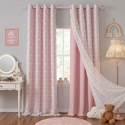 PONY DANCE Pink Curtains for Living Room 96 Inches Long, 52W x 96L | Thermal by PONYDANCE