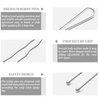 100PCS 2.4Inch U Shaped Hair Pins,Brown Bobby Pins for All Hair Types,Hair Pins for Women,Pain-Free U Pins for Buns With Box（Silver）