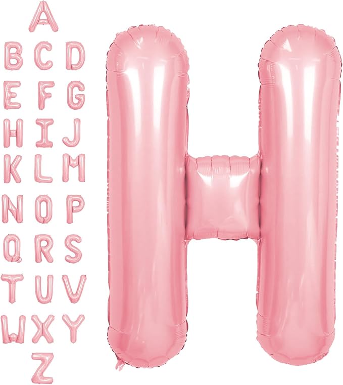 SUWEN 40 Inch Pink Large H Letter Balloons Big Foil Helium A-Z | Jumbo Mylar by SUWEN