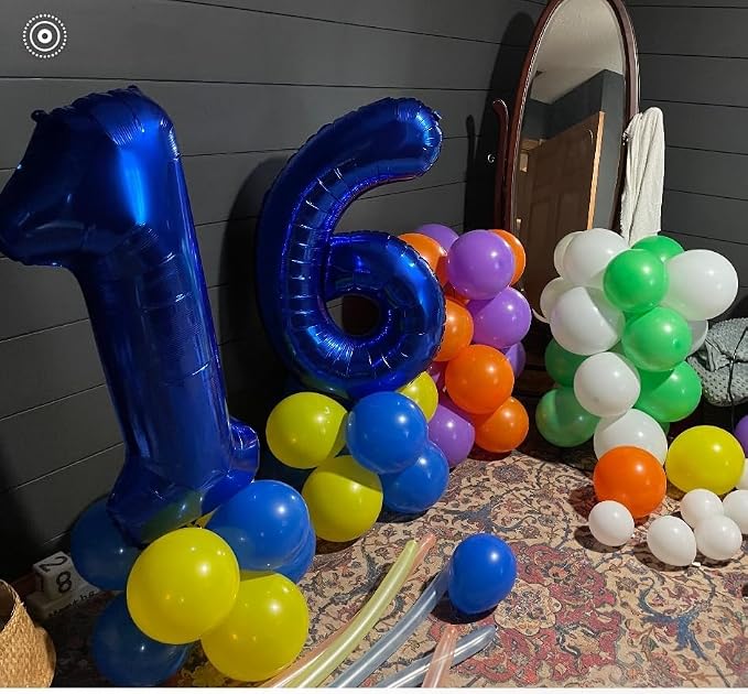6 Balloon Numbers Party Decorations, 40In Dark Blue Balloons - Image 3