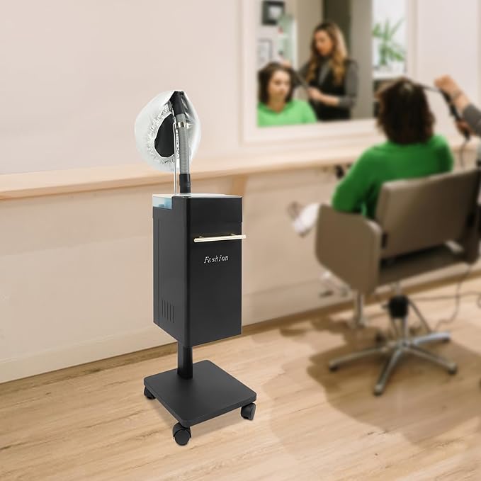 Professional Nano Hair Steamer Machine, 110V Multi-Function Hair Care Equipment with Steam Cap & External Water Tank, Freestanding Rolling Hair Color Processor for Salon Spa Home