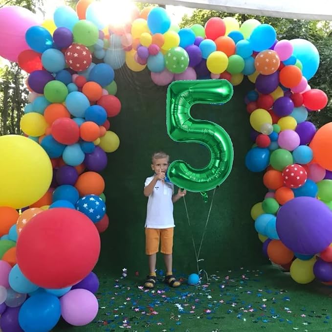 TONIFUL 40 Inch Dark Green Number 5 Balloons Large Foil 5th Birthday Decor | - Image 5