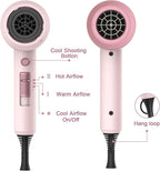 Slopehill Professional Ionic Hair Dryer, Powerful 1800W Fast Drying Low Noise Blow Dryer with 2 Concentrator Nozzle 1 Diffuser Attachments for Home Salon Travel (Pottery Pink and Rose Gold)