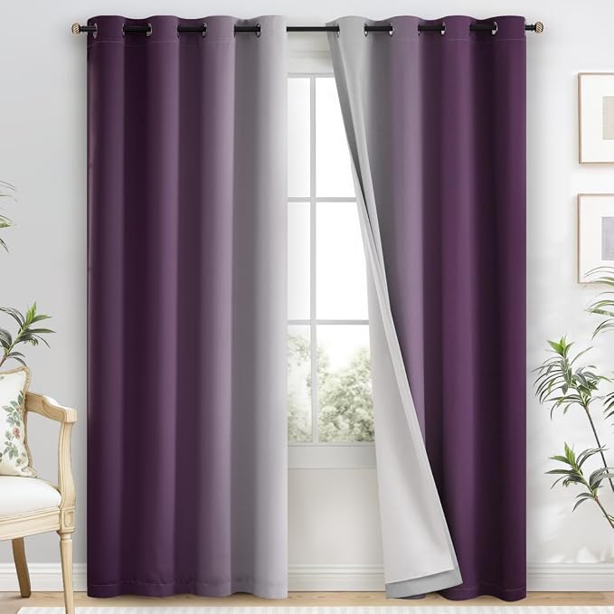 Yakamok 100% Blackout Curtains Ombre Purple Curtains by Yakamok