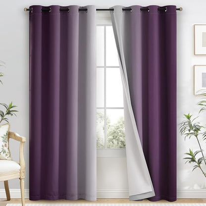 Yakamok 100% Blackout Curtains Ombre Purple Curtains by Yakamok