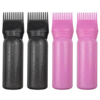 ELANE 4 Pack Root Comb Applicator Bottle, Oiling Applicator, Oil Comb Applicator for Hair Dye & Shampoos, Hair Salons (2 Black + 2 Pink)