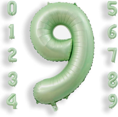 AULE 40 Inch Sage Green 9 Balloon Numbers Foil 0-9 Birthday Big Numbers | by AULE