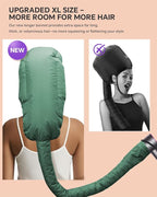 Hair Dryer Bonnet Attachment – 28.5" XL Hooded Dryer Cap for Faster Drying & Deep Conditioning, Extra-Large Space Fits Thick, Curly Hair & Styling Tools (Green, Extra Large)