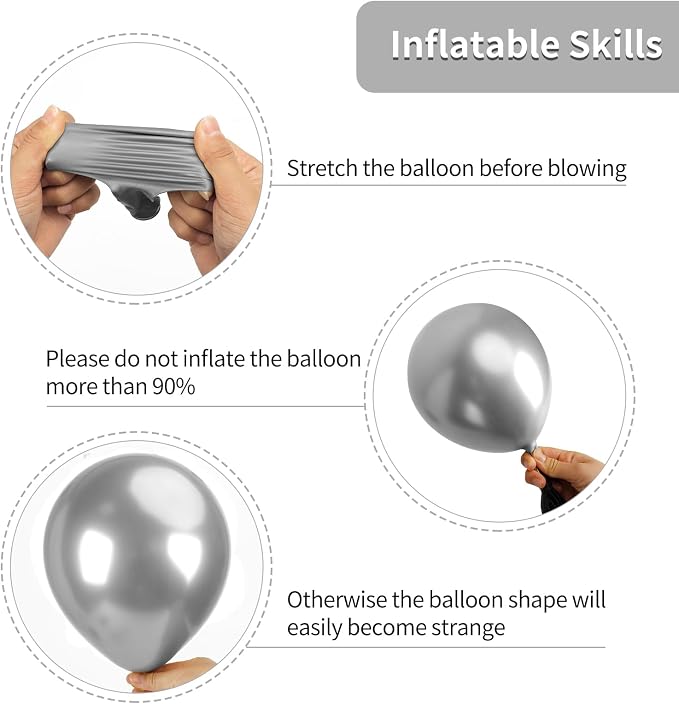 RUBFAC 87pcs Silver Balloons Latex Balloons Different Sizes 18 12 10 5 Inch - Image 3