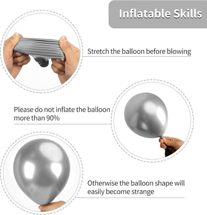 RUBFAC 87pcs Silver Balloons Latex Balloons Different Sizes 18 12 10 5 Inch - Image 3