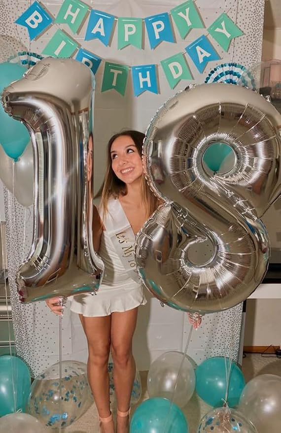 Large Number Balloons 40 Inch Silver 4 Balloon - Image 3