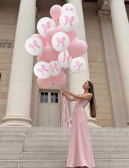 Pink Bow Balloons, Coquette Girly Party Decorations - Image 3