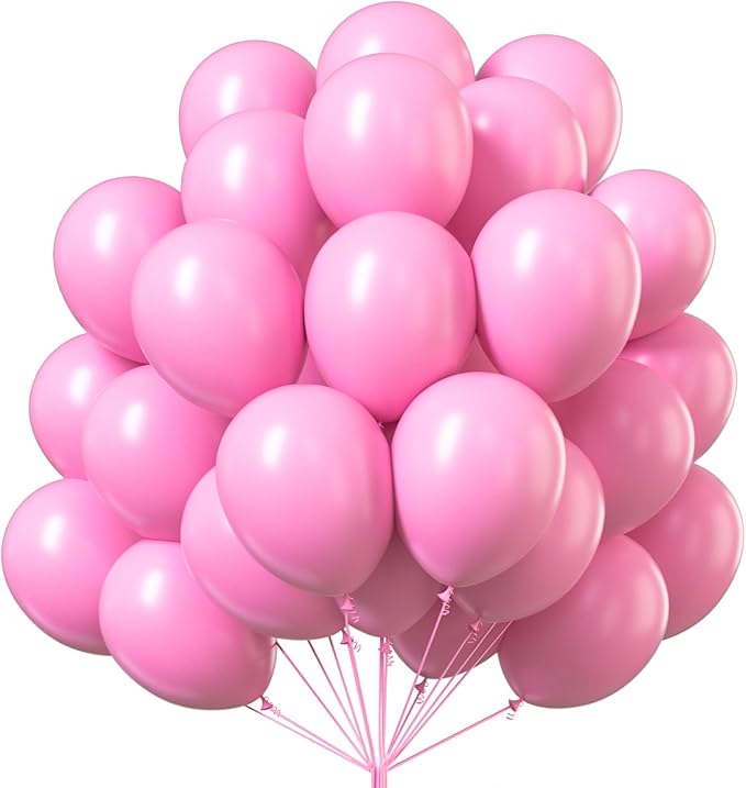 PartyWoo Pink Balloons 50pcs 12 Inch Matte Pink Balloon Arch Kit by PartyWoo