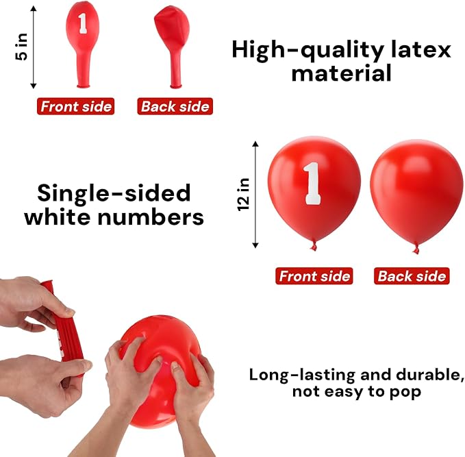 Oubest 12 Inch Colorful Number Balloons, Baby Shower, Graduation & Christmas - Image 3