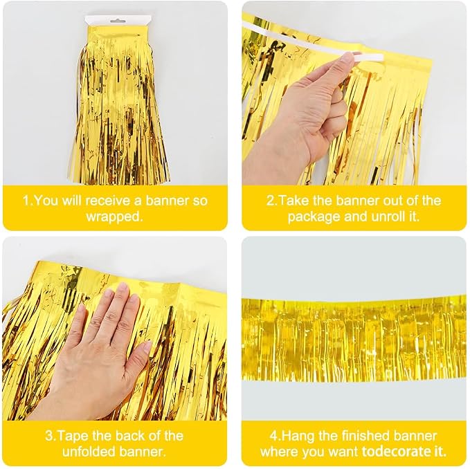 BEISHIDA 3 Packs 30 Feet Metallic Foil Fringe Garland Tinsel Streamers，Shiny - Image 3