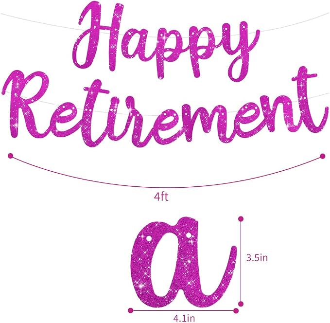 BEISHIDA Pre-Strung Glitter Purple Happy Retirement Banner Party Decoration | - Image 2