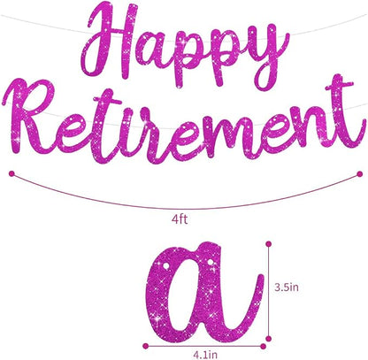 BEISHIDA Pre-Strung Glitter Purple Happy Retirement Banner Party Decoration | - Image 2