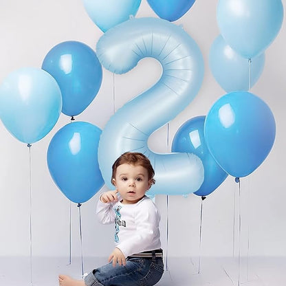 Light Blue Number 2 Balloon, 40 Inch Big Large Foil Number Balloons, Giant - Image 4