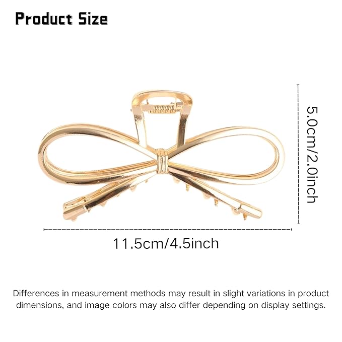 Bow Hair Claw Clips Gold Metal Hair Clips Strong Hold Nonslip Hair Jaw Clips for Thin Thick Hair Stylish Hair Accessories for Women Girls