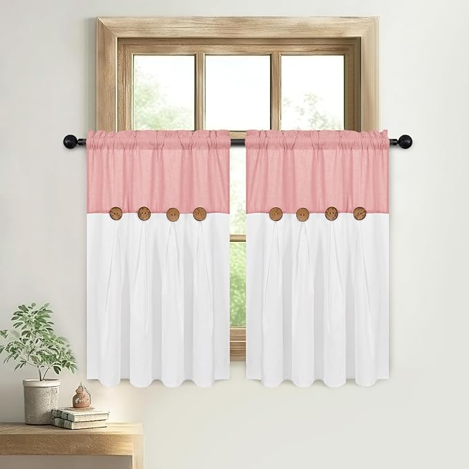 Farmhouse Kitchen Curtains 36 Inch Length, Rustic Cotton Linen Tier Curtains - Image 6