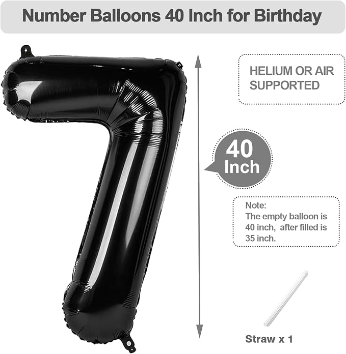 Numbers 26 Balloon 40Inch Black Balloons - Image 5