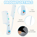 Toddler Comb Set, Small Cute Fine Tooth Baby Comb & Rat Tail Comb for Hair Styling, Blue Mini Toddler Hair Comb Plastic Parting Combs, Anti-Static Hairdressing Comb for Baby Girl Wet Dry Hair (2Pcs)
