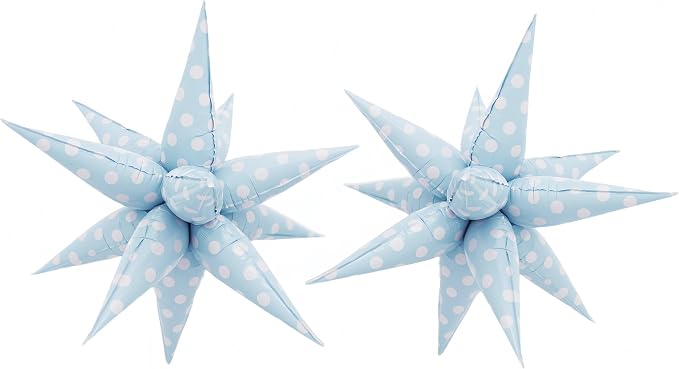 2Pcs Blue Macaron Polka Dot Explosion Pointed Star Foil Balloons/Candy Color by baoonworlld
