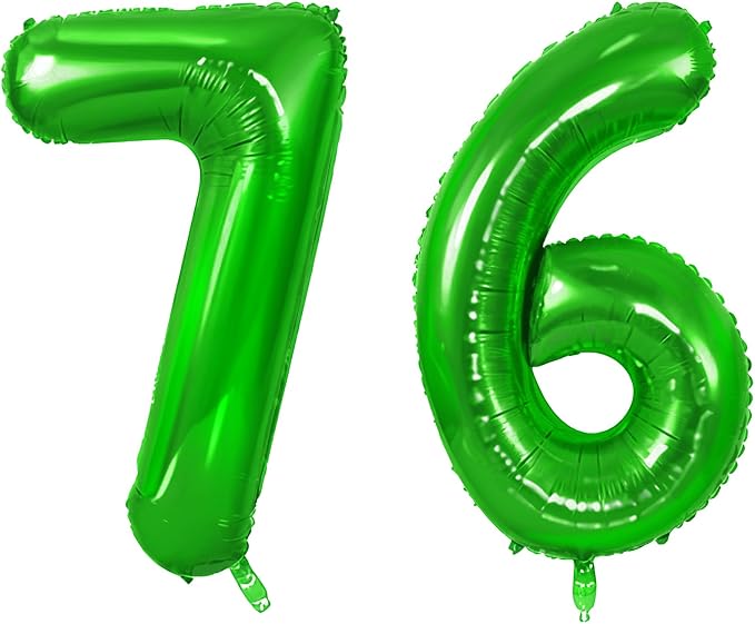 Number 76 Balloons for 76th Birthday Party Decorations, 0-100 Large No.76 by Joycard