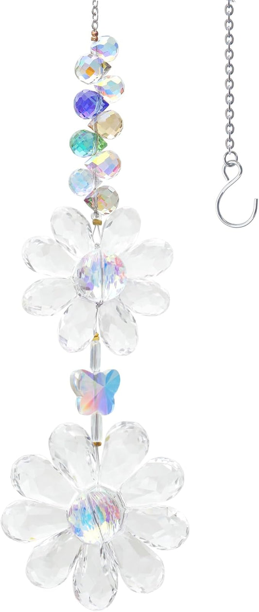 Crystal Flower Suncatcher Hanging Ornament, Rainbow Maker Window Sun Catcher by PEDOBO