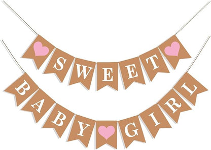 Sweet Baby Girl Banner, Paper Baby Shower Banner by SUWOW