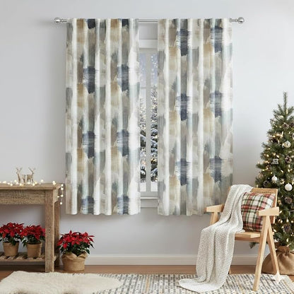 Kayne Studio Blue Brown Boho Geo Rod Pocket Semi Sheer Curtains 63 Inches | - Image 8