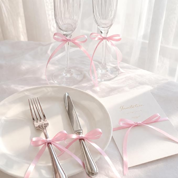 KINGLAKE Light Pink Satin Ribbon - Image 6