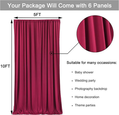 30ft x 10ft Maroon Backdrop Curtains - Image 6