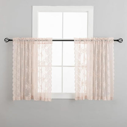 Kotile Blush Pink Lace Curtains - Image 8
